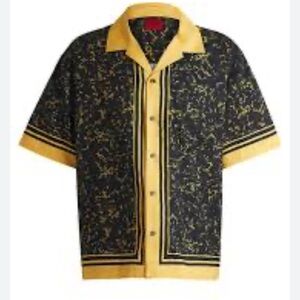 Hugo Boss Oversize-Fit Shirt In A Printed Cotton Blend Size XL‎ NWT